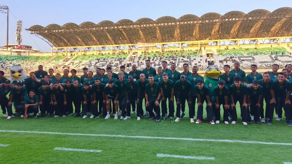 Sesi launching skuad, jajaran kepelatihan, hingga sponsor PSS Sleman yang berlangsung di Maguwoharjo International Stadium (MagIS). (Fahmi Fahriza/Radar Jogja) 