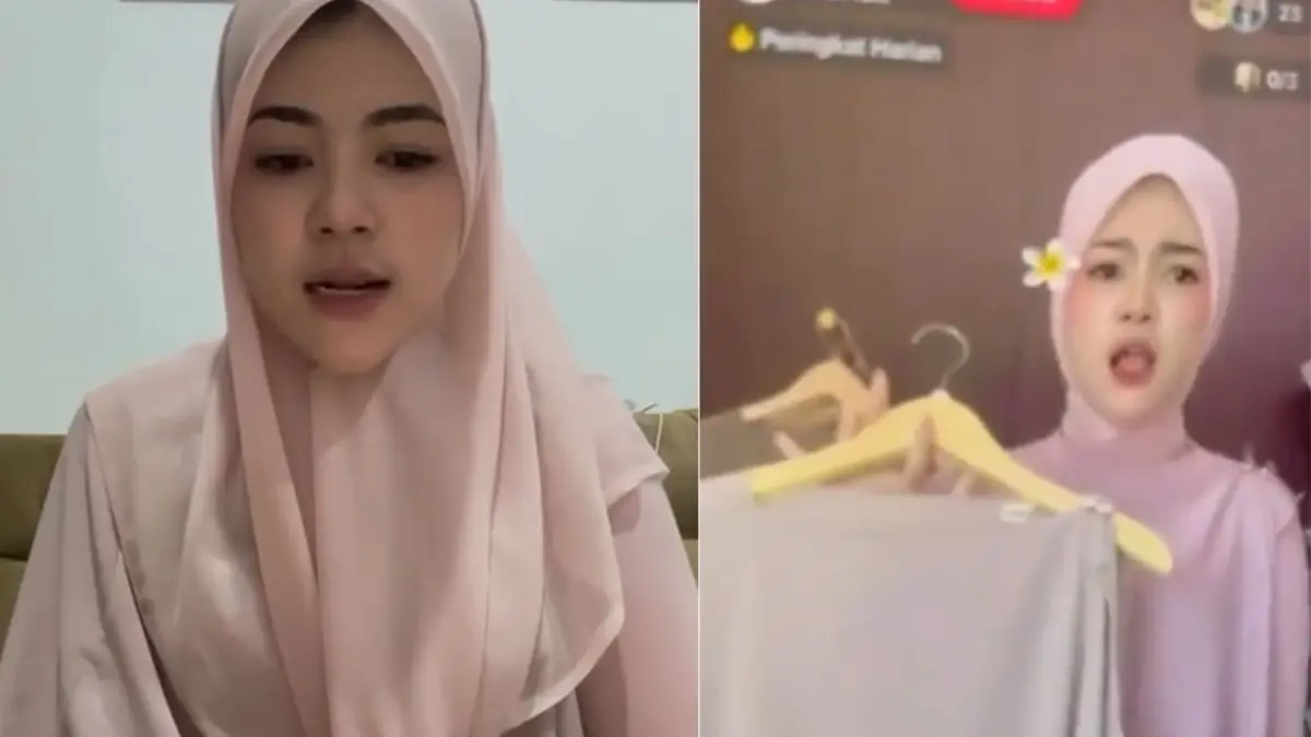 Klarifikasi host live streaming saat menjual produk baju toko online, usai singgung berat badan customer. (Kolase/Viral)