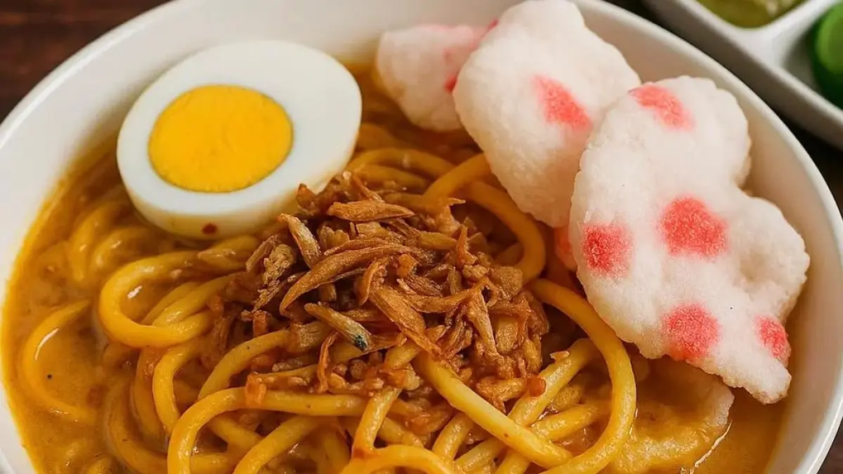 Mi Gomak, kuliner tradisional khas Sumatera Utara yang disajikan dengan mi lidi dan bumbu rempah khas.
Sumber foto : https://vt.tiktok.com/ZSqDrLqhU/