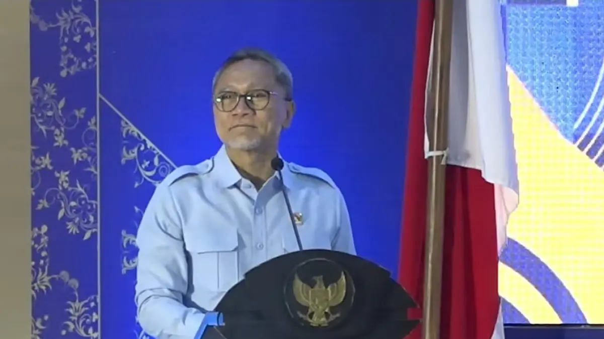 Menko Pangan, Zulkifli Hasan, ketika memberikan pidato di Seminar Koperasi Desa/Kelurahan Merah Putih di Lampung. (Sumber: Youtube @kemenko.pangan)