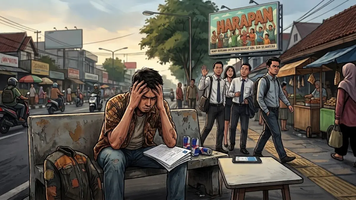 Ilustrasi 3 kebiasaan yang susah buat maju. (AI Generated)