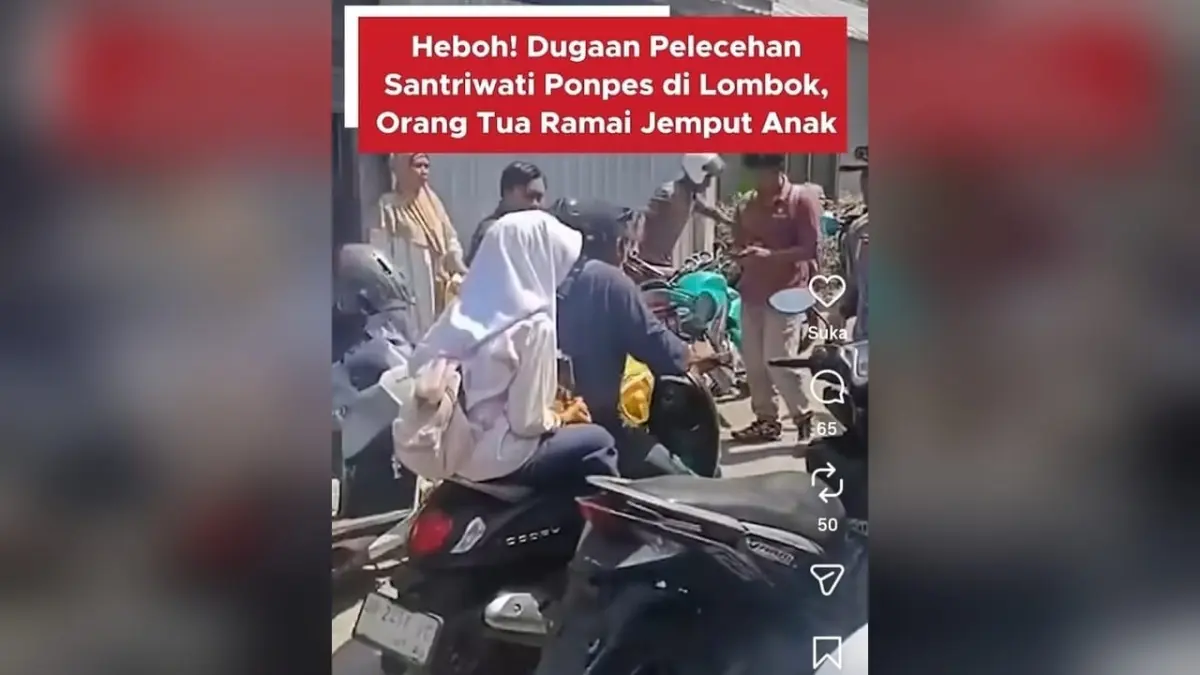 Wali santri menjemput anak di Ponpes Abul Barokat Wannafahat, Lombok Tengah, NTB. ( Tangkapan layar Instagram @officialinewstv)