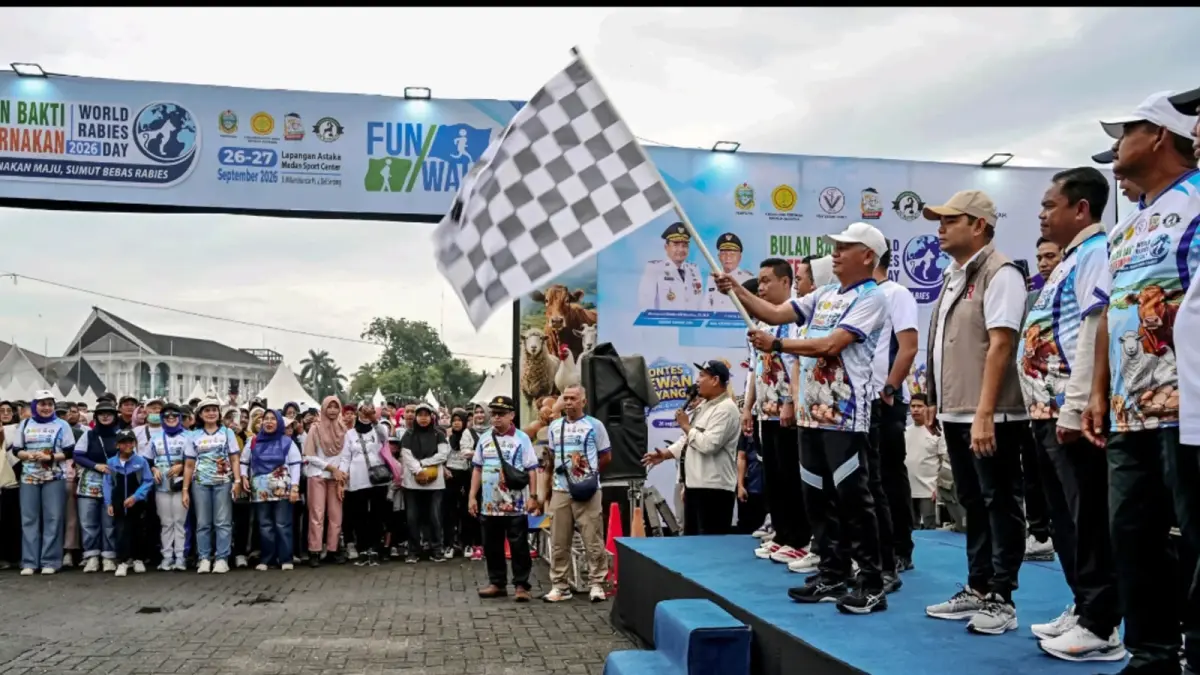 Vaksinasi massal 15 ribu hewan di Sumatera Utara mencatat rekor MURI sekaligus menjadi bagian dari upaya menuju Sumut bebas rabies 2030 di Lapangan Astaka, Deliserdang. Sumber foto: https://vt.tiktok.com/ZSbMeACRN/