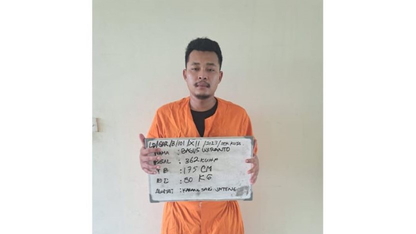 DIBUI: Bagus Wiranto ditahan di Polsek Kuta atas kasus pencurian.