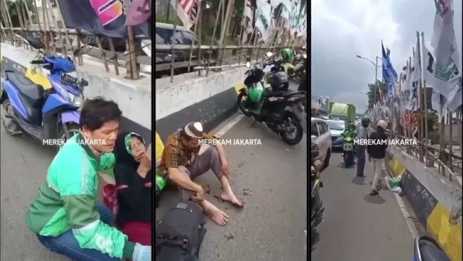 GEGARA APK: Potongan screenshoot video pasutri korban kecelakaan akibat apk yang terpasang di Flyover Mampang, Jakarta.