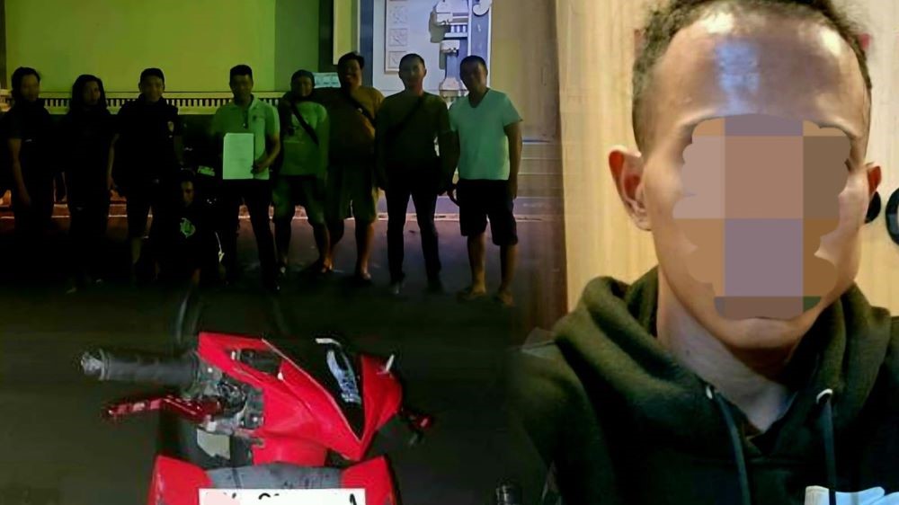 MALING MOTOR: EL dan barang bukti sepeda motor diamankan di Polres Karangasem untuk penyidikan lebih lanjut.