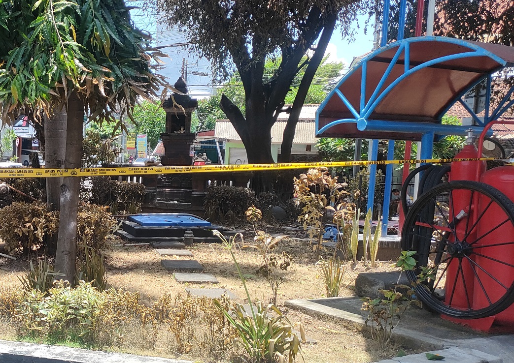 Tangki pendam di SPBU Jalan Cokroaminoto, Banjar Balun, Denpasar terbakar.