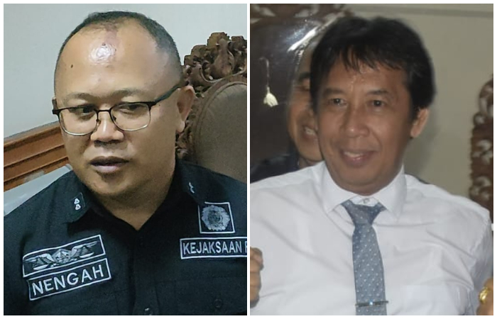 Jaksa Nengah Astawa (kiri) dan Prof Antara usai sidang di Pengadilan Tipikor Denpasar, Kamis (22/2/2024).