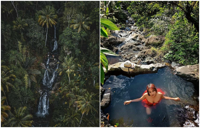 Air Terjun Gembleng atau Gember waterfall di Sidemen ini memiliki kolam jacuzi