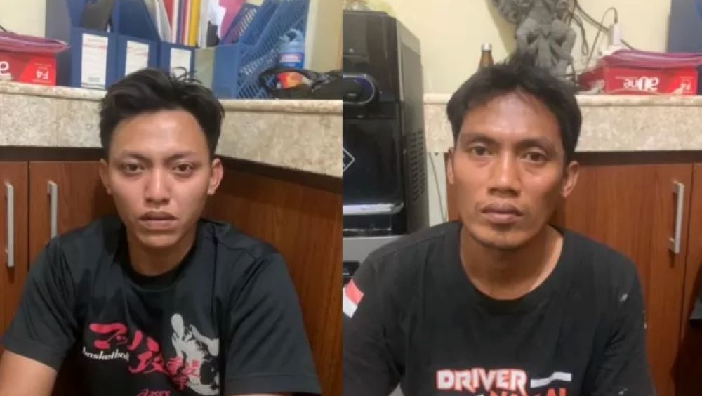 DIBUI: Marsam Edi Suyanto ,31, dan Muhammad Nanang ,25, ditangkap Polsek Mengwi, Badung kasus pencurian sepeda motor.