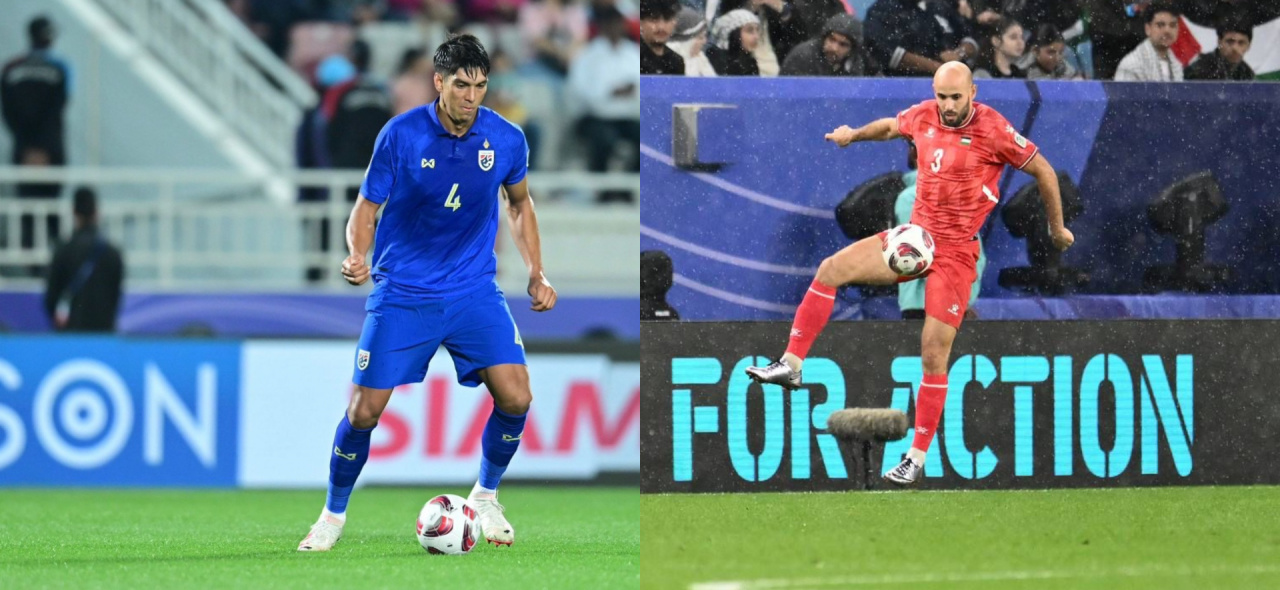 Elias Dolah (kiri) dan Mohammed Rashid ketika membela negara masing-masing di Kualifikasi Piala Dunia 2026 beberapa waktu lalu.