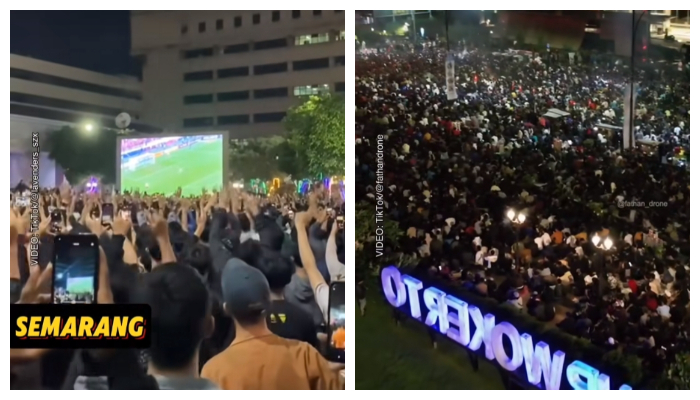 Tangkapan layar acara nobar Timnas Indonesia U23 di Semarang dan Purwokerto beberapa hari lalu.