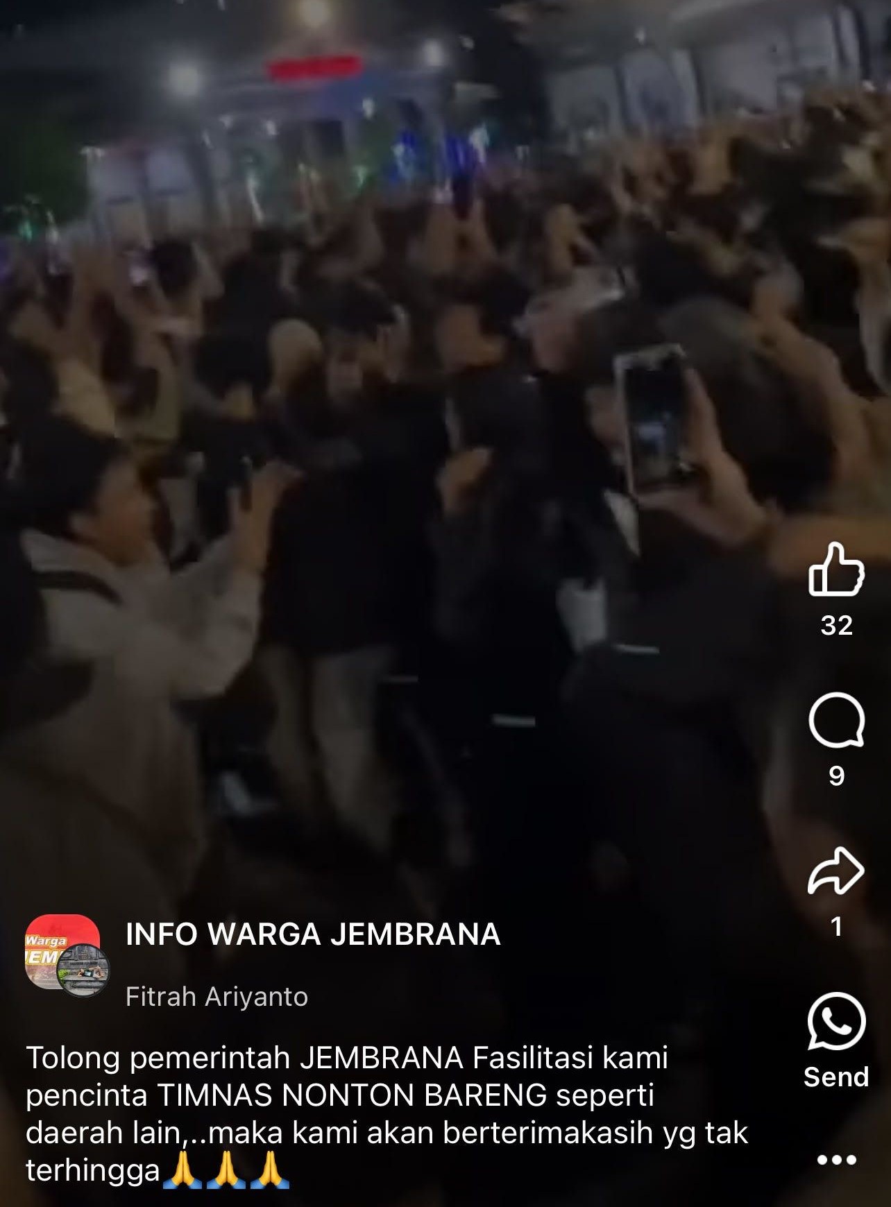 Lewat media sosial warga Jembrana meminta pemerintah memfasilitasi nobar timnas Indonesia lawan Uzbekistan.