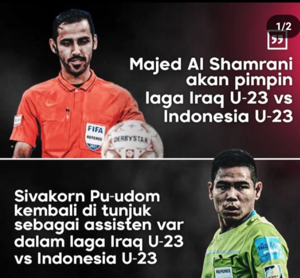 Dua wasit yang akan bertugas saat laga Timnas Indonesia U23 vs Irak Piala Asia U23 di Qatar.