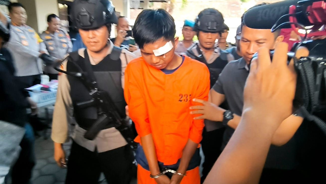 MASUK BUI: Anjas oelakun pembunuhan wanita Jember di Pemogan Denpasar, Bali diamankan Polresta Denpasar.