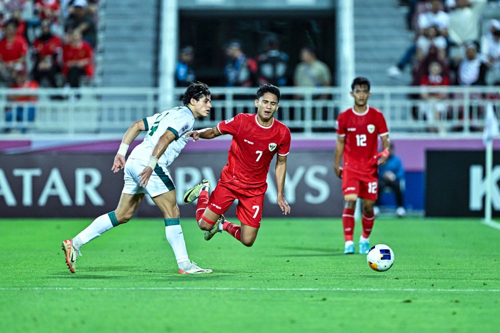 Marselino Ferdnan saat Timnas Indonesia U23 melawan Irak di perebutan peringkat 3 Piala Asia U23
