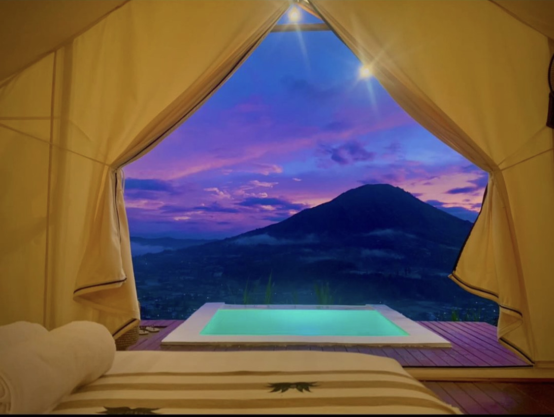 Pemadangan yang menawan saat  menginap di Pinggan Luxury Camp, Desa Pinggan, Kecamatan Kintamani, Kabupaten Bangli, Bali.&nbsp;
