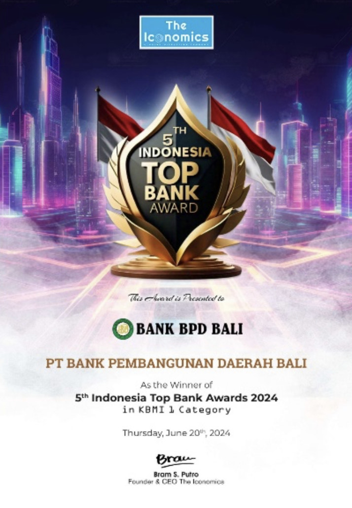 Penghargaan yang diterima bank BPD Bali.