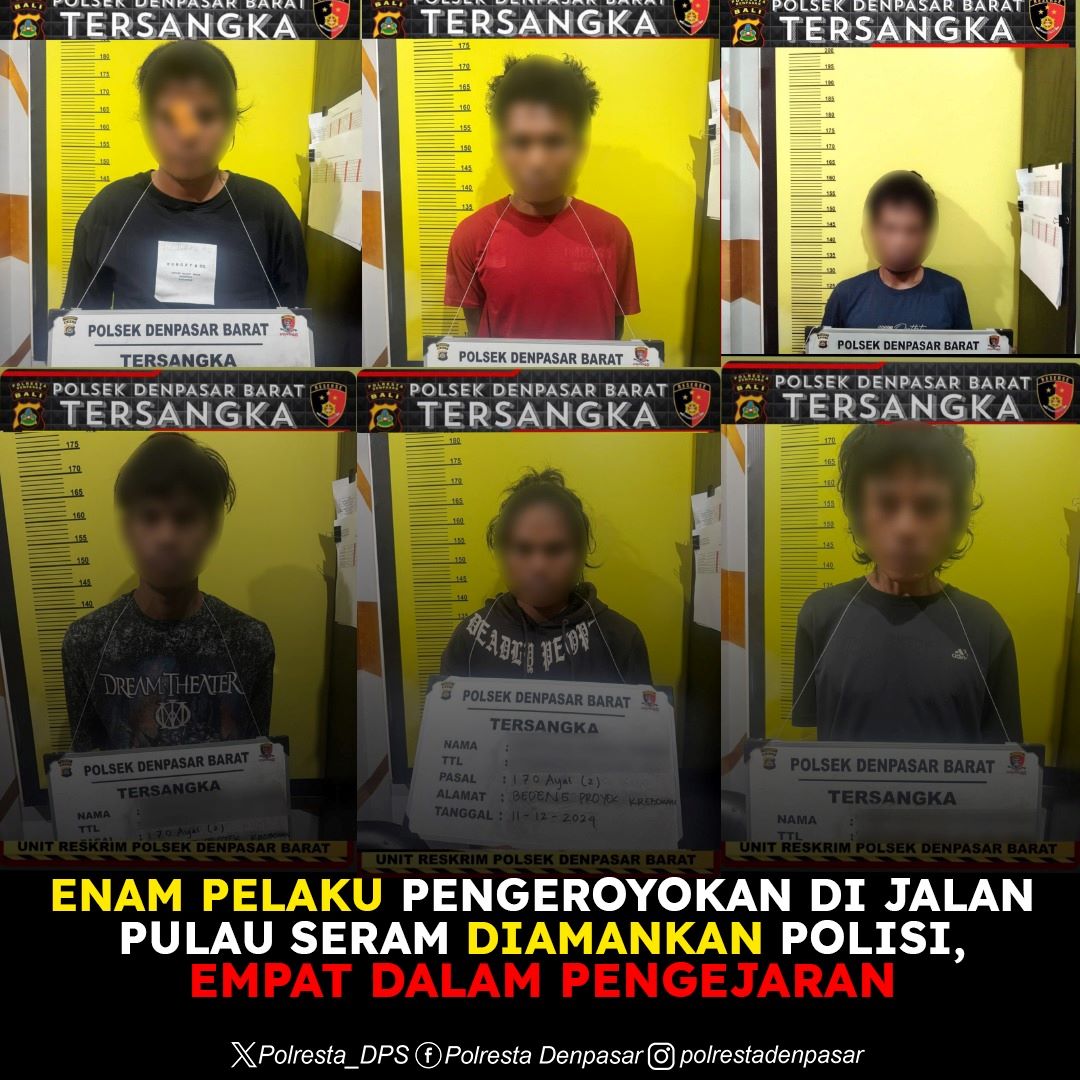 Enam pelaku kekerasan yang mengakibatkan warga NTT meninggal di Jalan Pulau Seram Denpasar ditangkap.