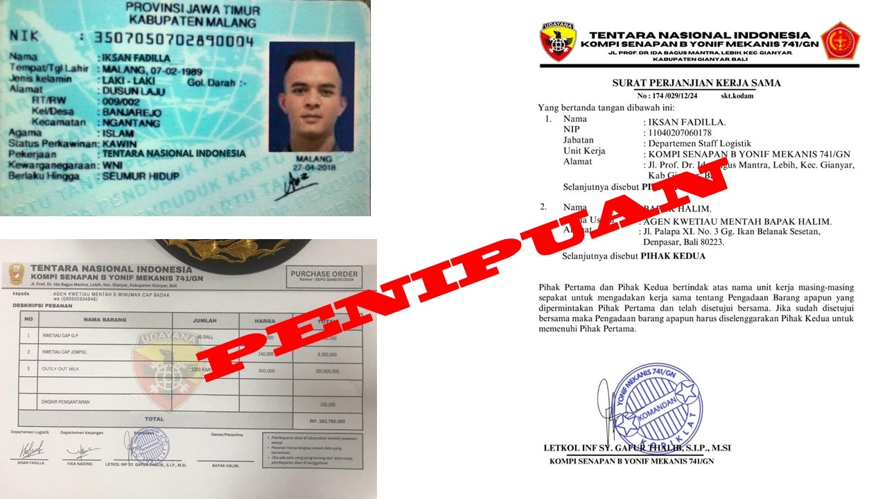 Modus penipuan mengatasnamakan Korem 163/ Wira Satya