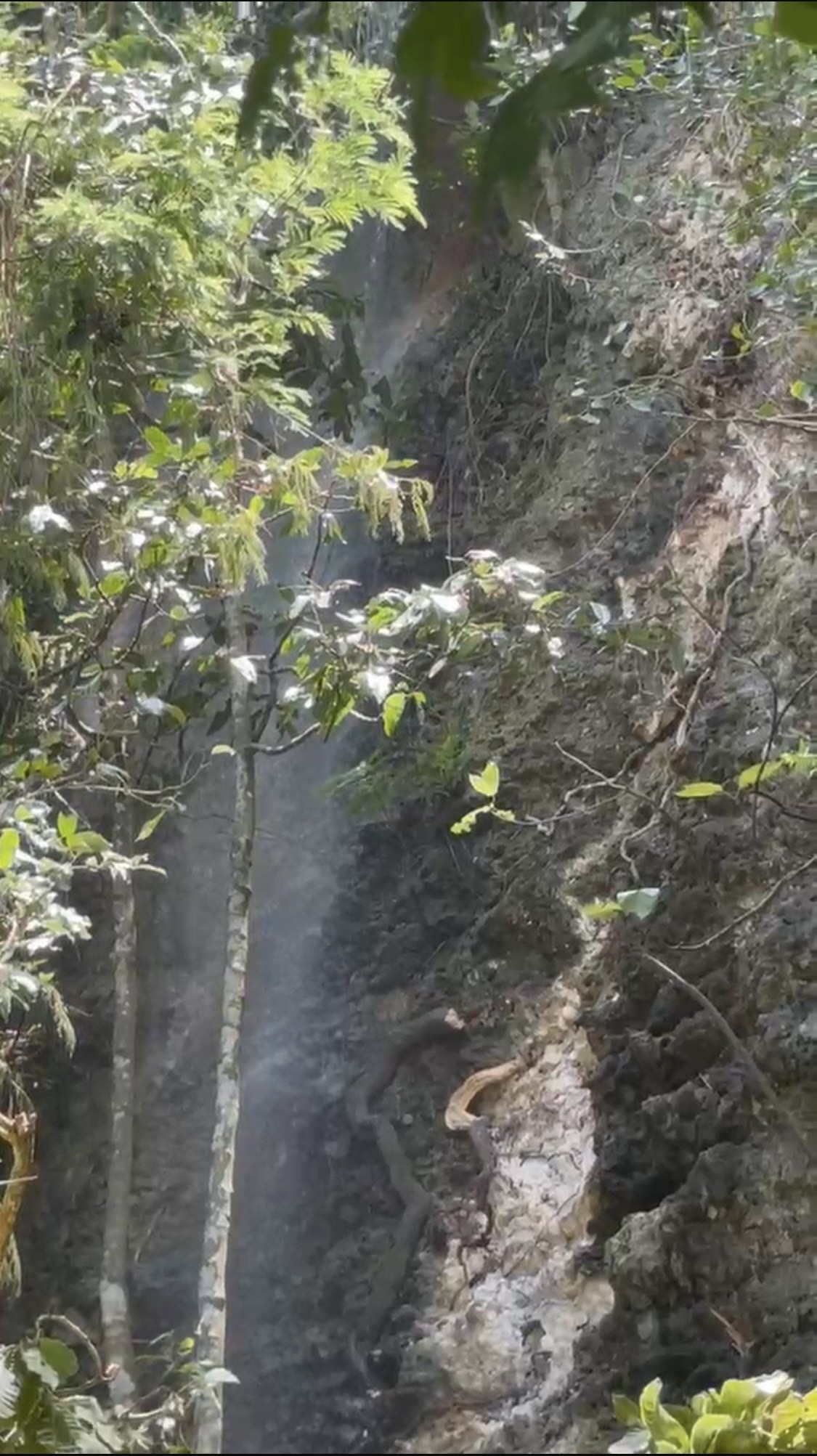 LIMBAH: Tangkapan layar air yang diduga limbah dari salah satu Villa di Pecatu mengalir ke bawah tebing Pantai Labuan Sait pada Selasa (4/2/2025).