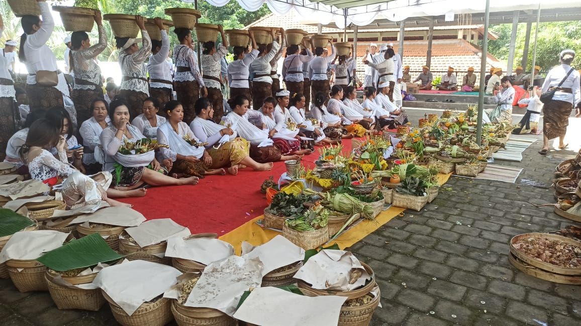 Ritual Ngaturin di Pura Pengaturan Desa Tajun, Kecamatan Kubutambahan, Buleleng.