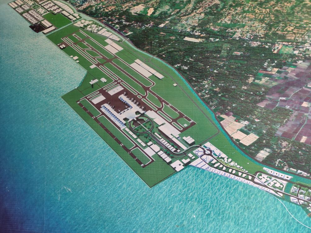 Desain rencana pembangunan Bandara Bali Utara yang akan dibangun di permukaan laut kawasan Buleleng Timur.