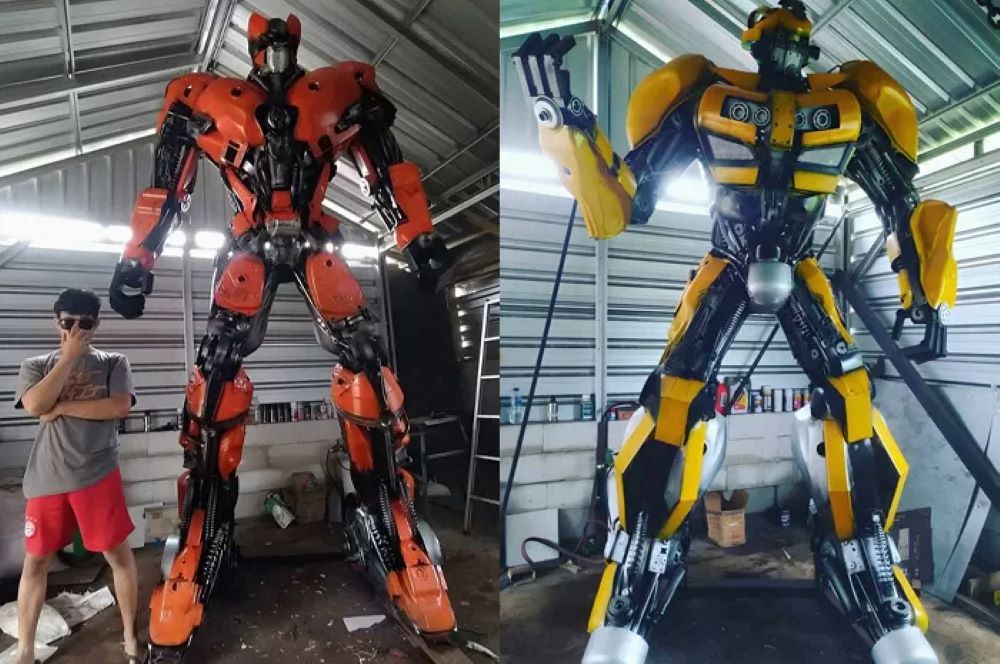 Umar Mustofa wargaTegal ciptakan robot dari onderdil bekas.