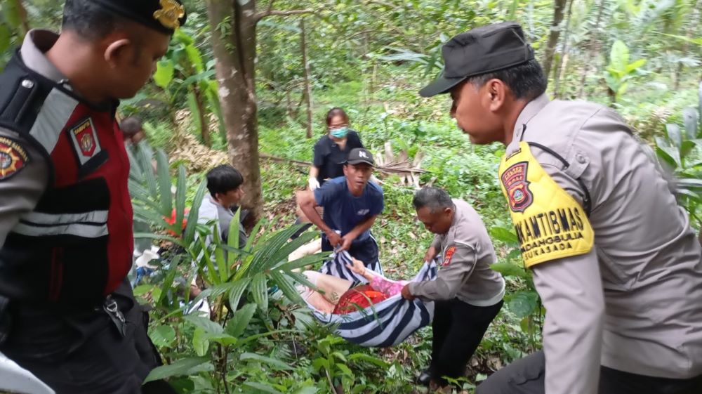 Petugas mengevakuasi korban kecelakaan rombongan wisatawan Tiongkok di Jalan Raya Denpasar-Singaraja pada Jumat (14/11/2025).