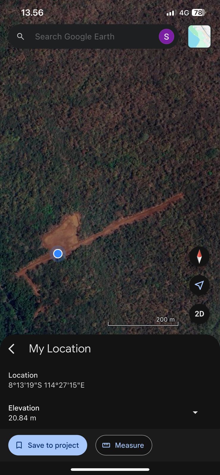 Tangkapan layar kondisi kawasan Hutan TNBB dari Google Earth.