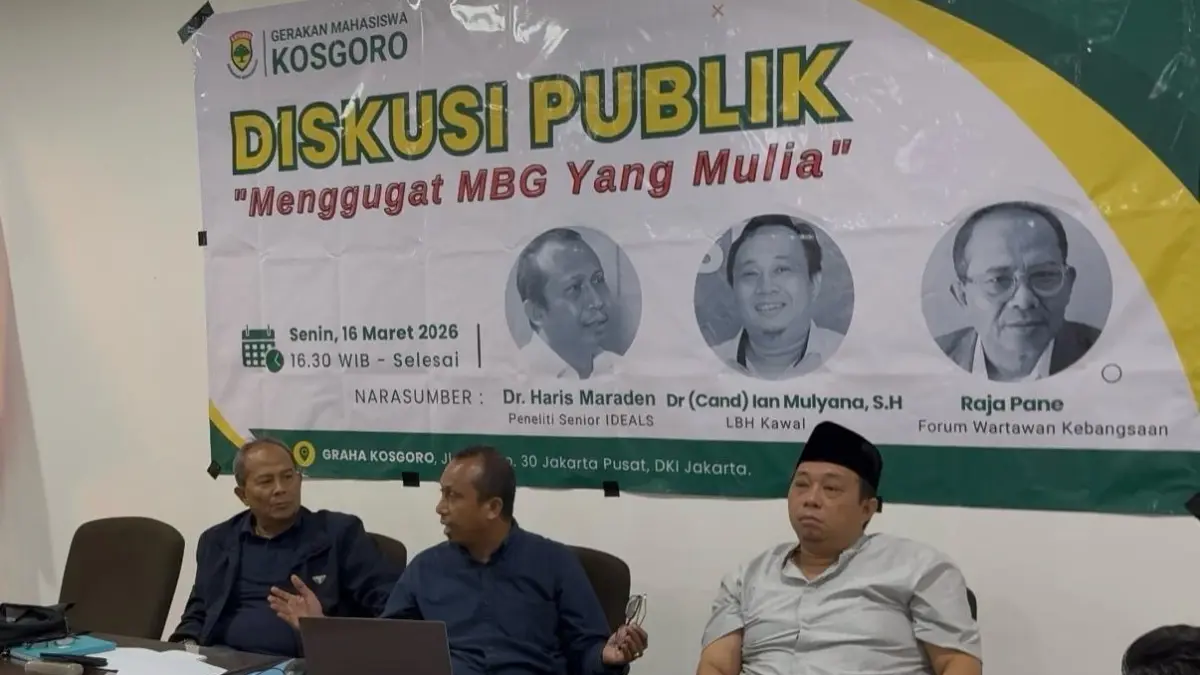 Diskusi publik menggugat mbg yang mulia, Senin (16/3/2026).