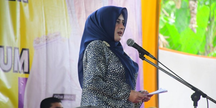 SEMINAR : Bupati Fadia Arafiq saat menghadiri seminar tentang KDRT di Desa Kedungjaran, Kecamatan Sragi, Kabupaten Pekalongan, Sabtu (25/11/2023).