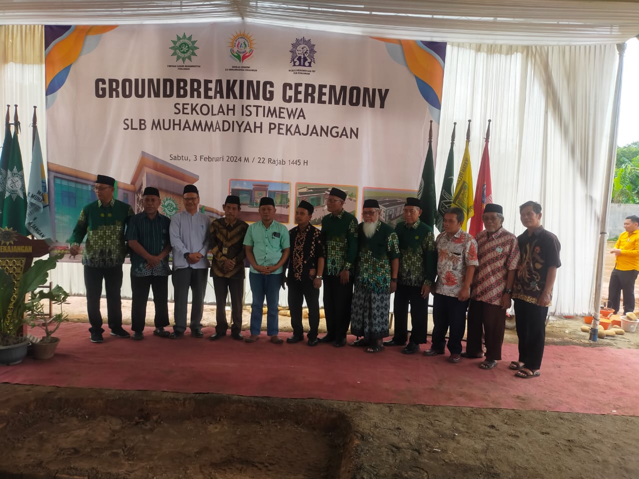 MUHAMMADIYAH: Acara peletakan batu pertama pembangunan SLB Muhammadiyah pertama di Kabupaten Pekalongan, Sabtu (3/2/2024).