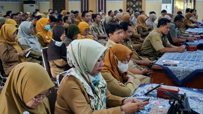 SOSIALISASI : Para ASN di Kota Pekalongan saat mengikuti arahan Kantor Regional I BKN Yogyakarta sebelum mengikuti tes pada Senin 26 Februari 2024.