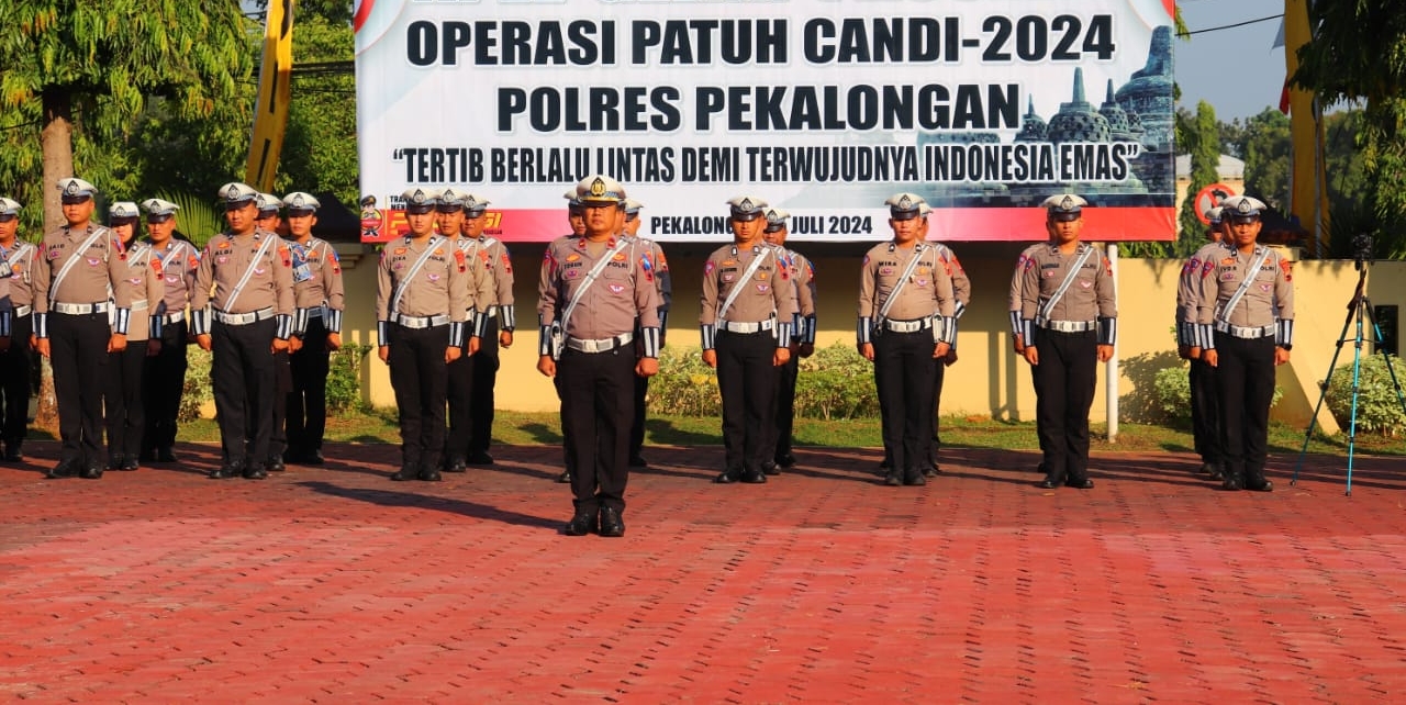 GELAR PASUKAN: Polres Pekalongan saat gelar pasukan Operasi Patuh Candi 2024, beberapa waktu lalu.