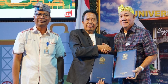 KERJASAMA : Penandatanganan MOU antara PGN dan Universitas Udayana mengenai pengembangan kapabilitas energi.