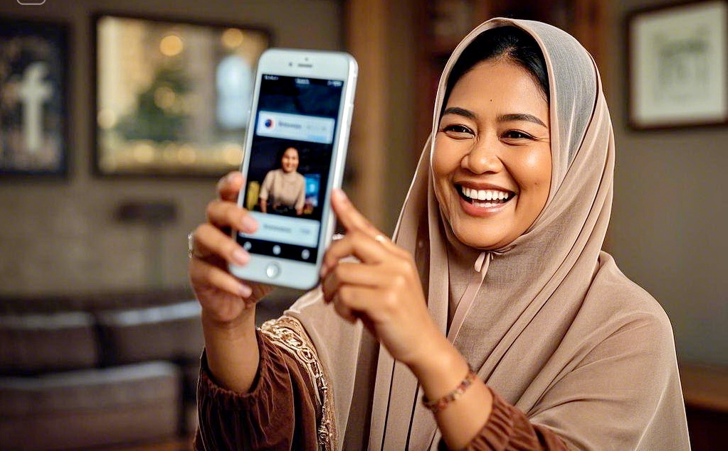 BUAT KONTEN - Ilustrasi emak-emak yang kini gemar bikin konten di Facebook Pro