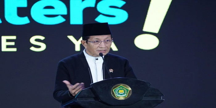 RAKERNAS : Menag Nasaruddin Umar saat membuka Rakernas Pendidikan Islam 2025 yang mengusung tema "Execution Matters! Beres Ya" di Jakarta, Selasa 21 Januari 2025.
