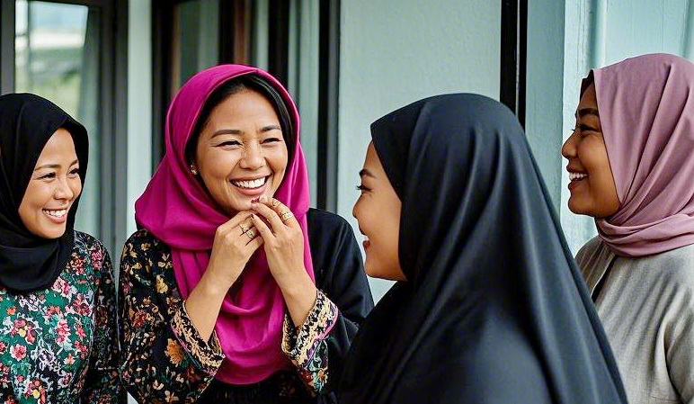 BERGOSIP - Kalau lagi kumpul-kumpul ibu-ibu suka bergosip, atau sekedar ngobrol santai.