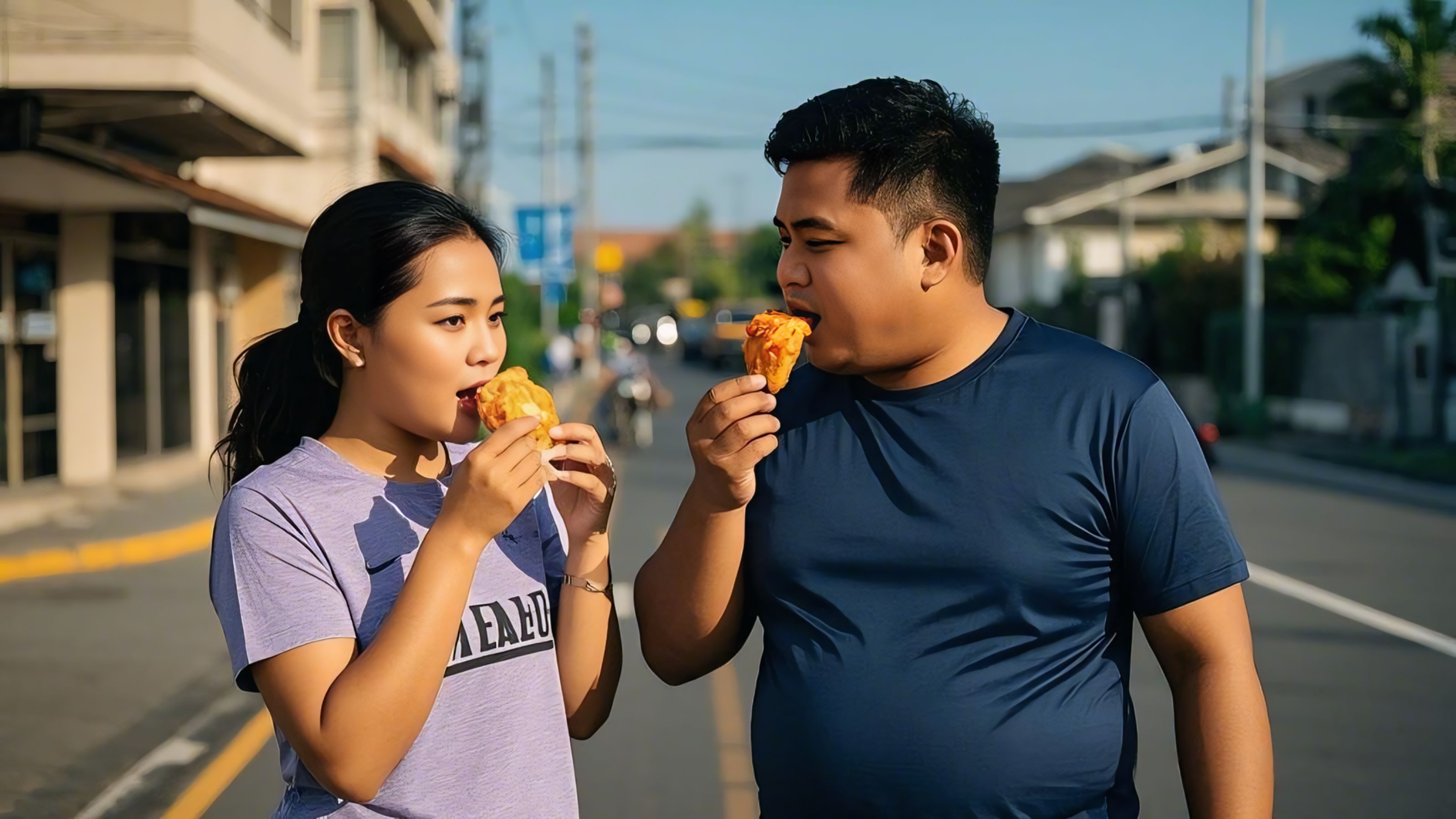 OLAHRAGA - Niat olahraga, malah jajan makanan gorengan di jalan, tidak jadi diet