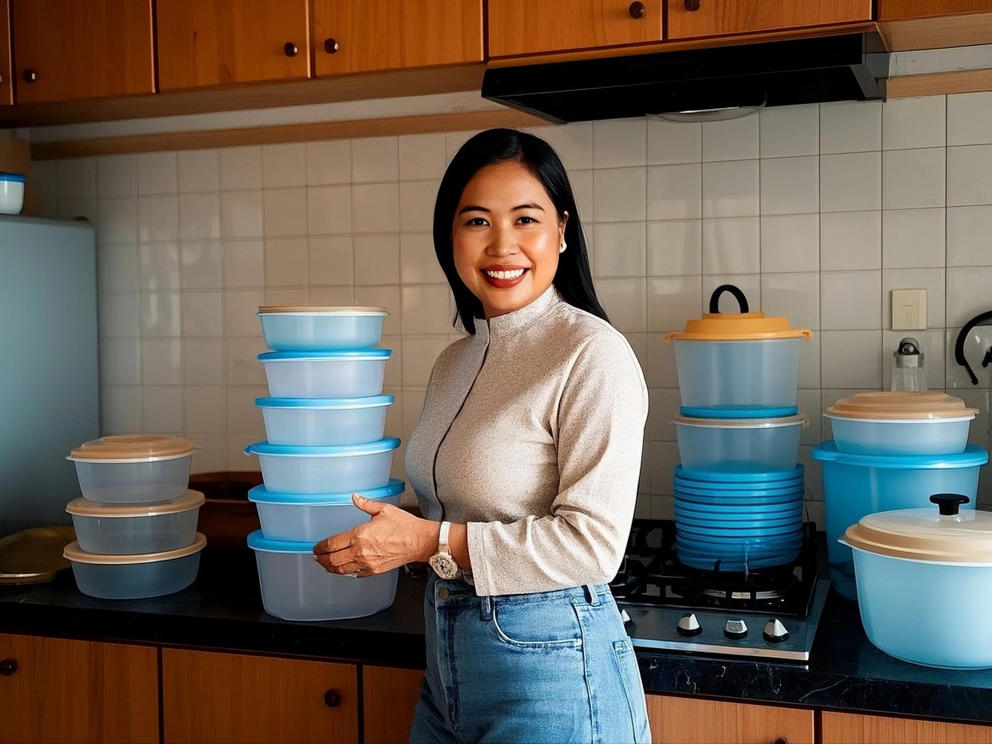 KOLEKSI - Kaum ibu-ibu sering menjadikan barang seperti tupperware barang koleksi yang sangat berharga.