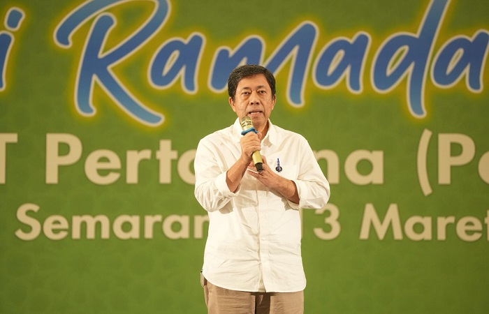 SAFARI RAMADAN : Direktur Logistik dan Infrastruktur Pertamina Alfian Nasution dalam kegiatan Safari Ramadhan Pertamina di area Semarang pada 13 Maret 2025.