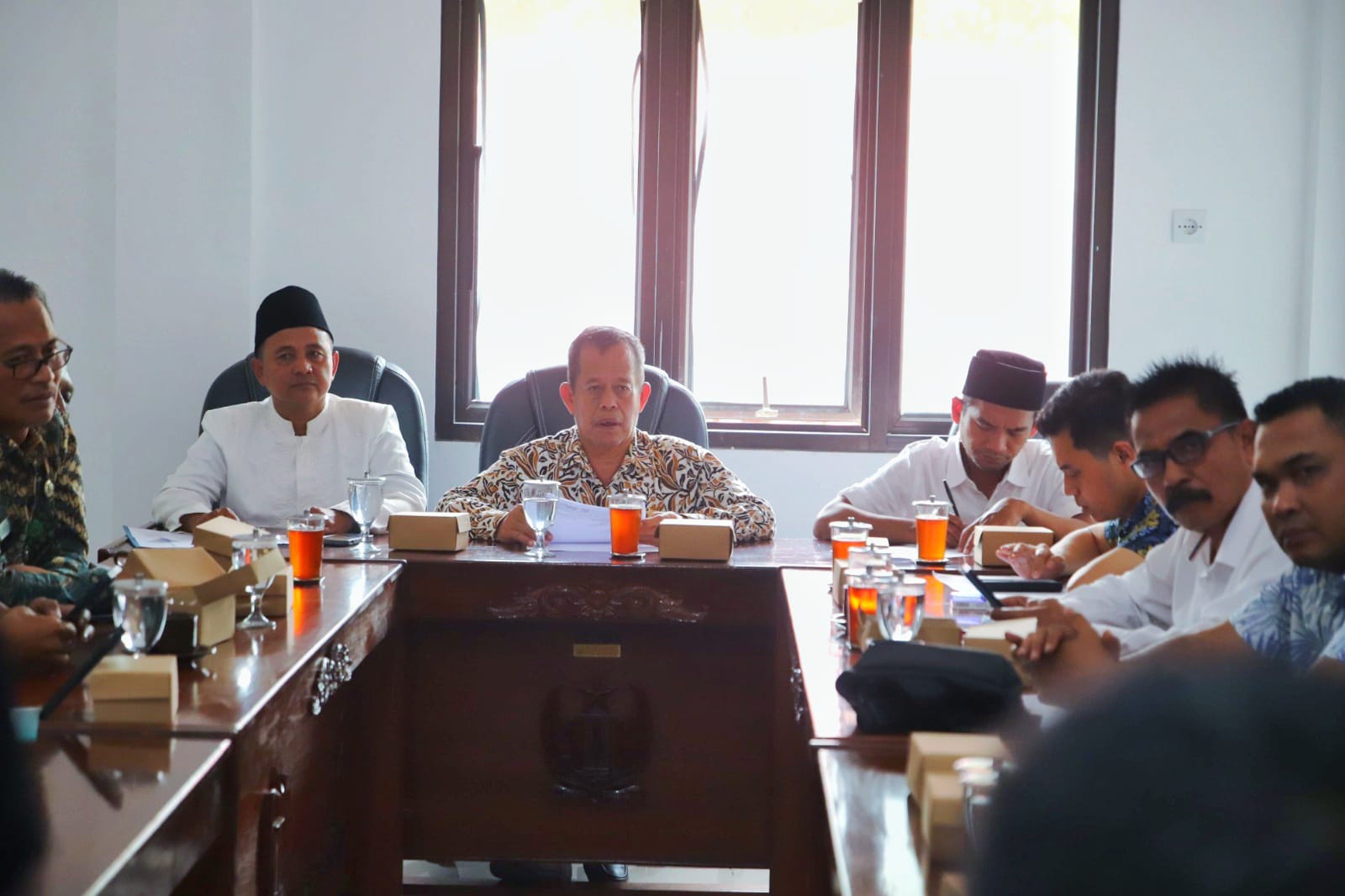 KOORDINASI: Rapat pimpinan DPRD Kabupaten Pekalongan dan Komisi A bersama pihak Pemkab Pekalongan dan BPN terkait percepatan pembebasan lahan proyek bendung gerak, pekan lalu.