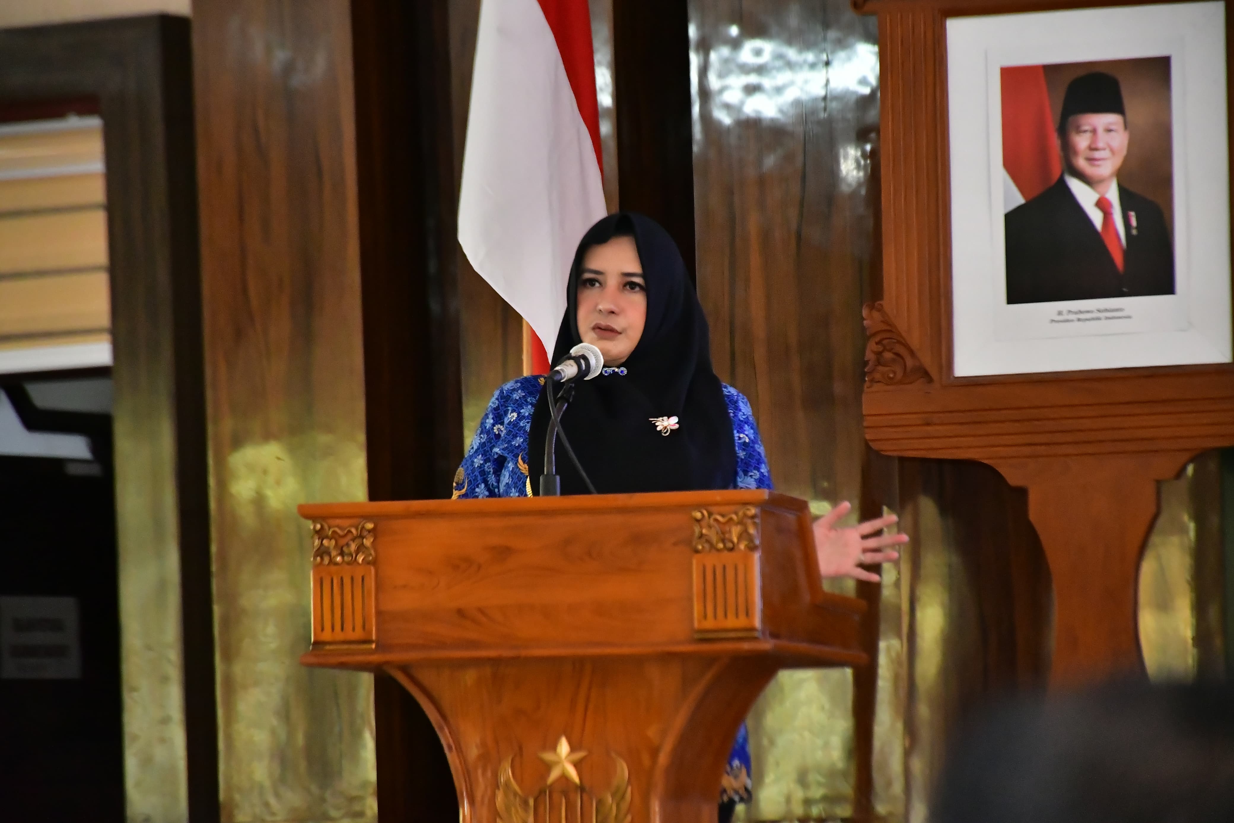 MUSRENBANG: Bupati Pekalongan Fadia Arafiq saat sambutan di acara Musrenbang RPJMD tahun 2025-2029, Jumat (2/5/2025).