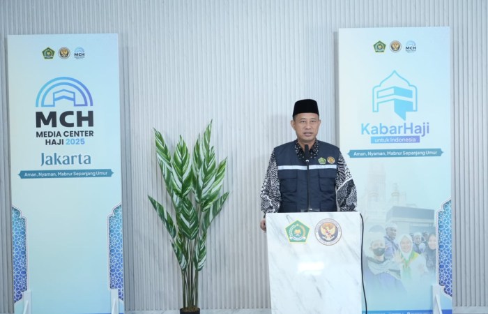 SIARAN PERS : Kepala Biro Humas dan Komunikasi Publik Kemenag, Akhmad Fauzin, dalam konferensi pers yang digelar Rabu (7/5/2025).
