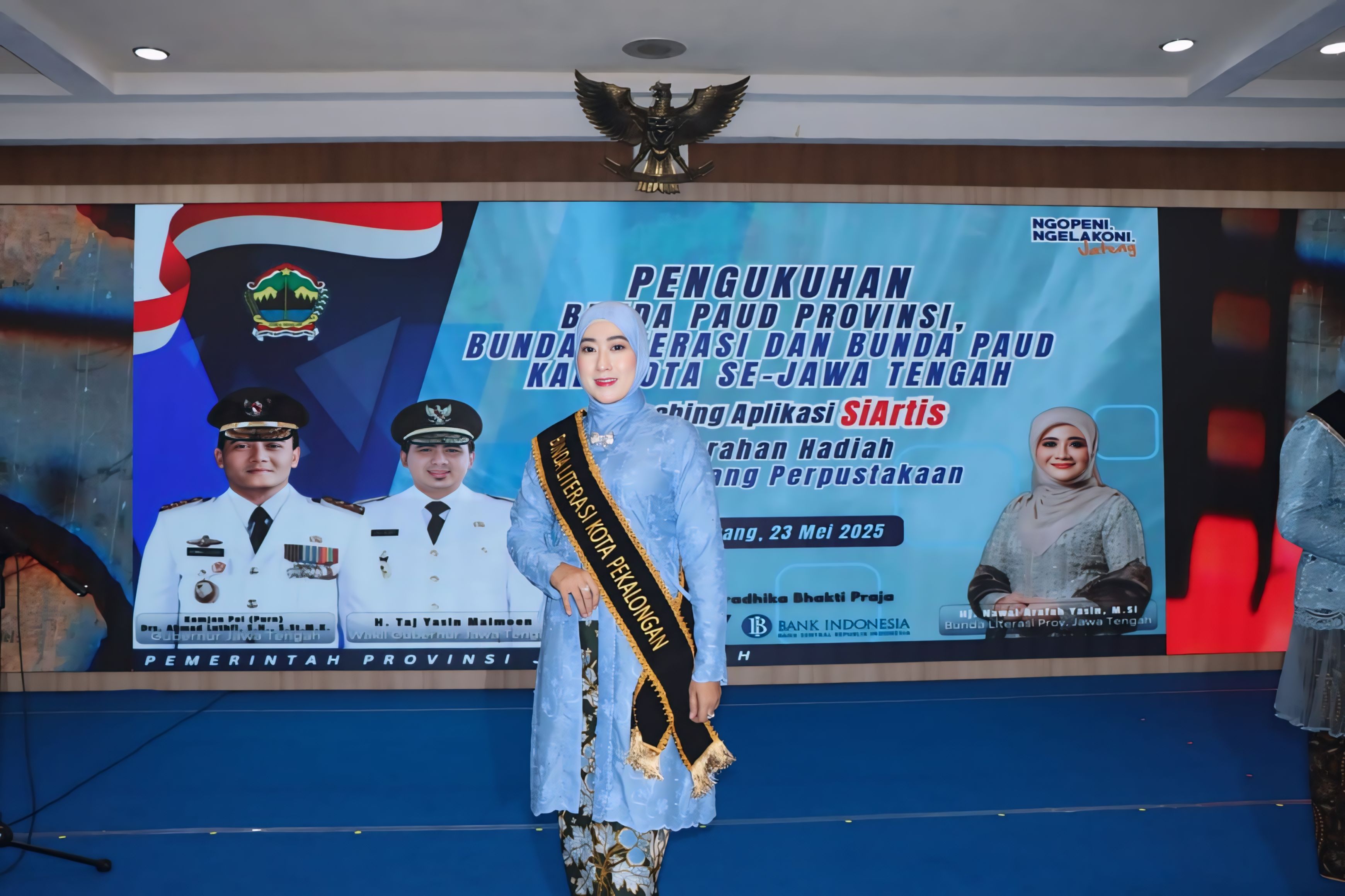 LANTIK - Inggit Soraya saat dilantik jadi Bunda PAUD sekaligus Bunda Literasi Kota Pekalongan di Gedung Gradika Bakti Praja, Semarang, Jumat (23/5/2025).