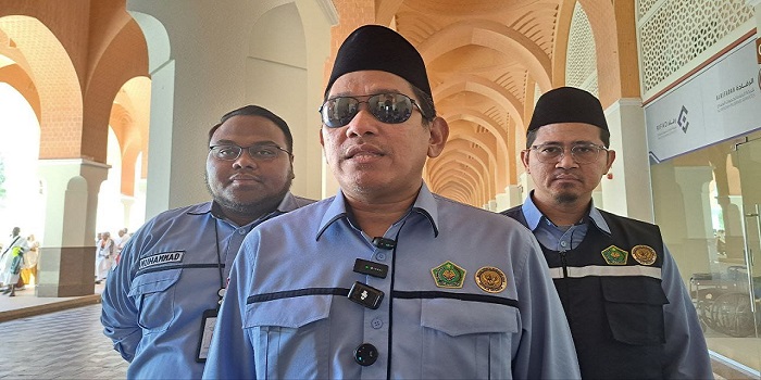 PASTIKAN LAYANAN HAJI : Kepala Daerah Kerja (Daker) Madinah M Luthfi Makki memberikan keterangan terkait jemaah haji gelombang I.