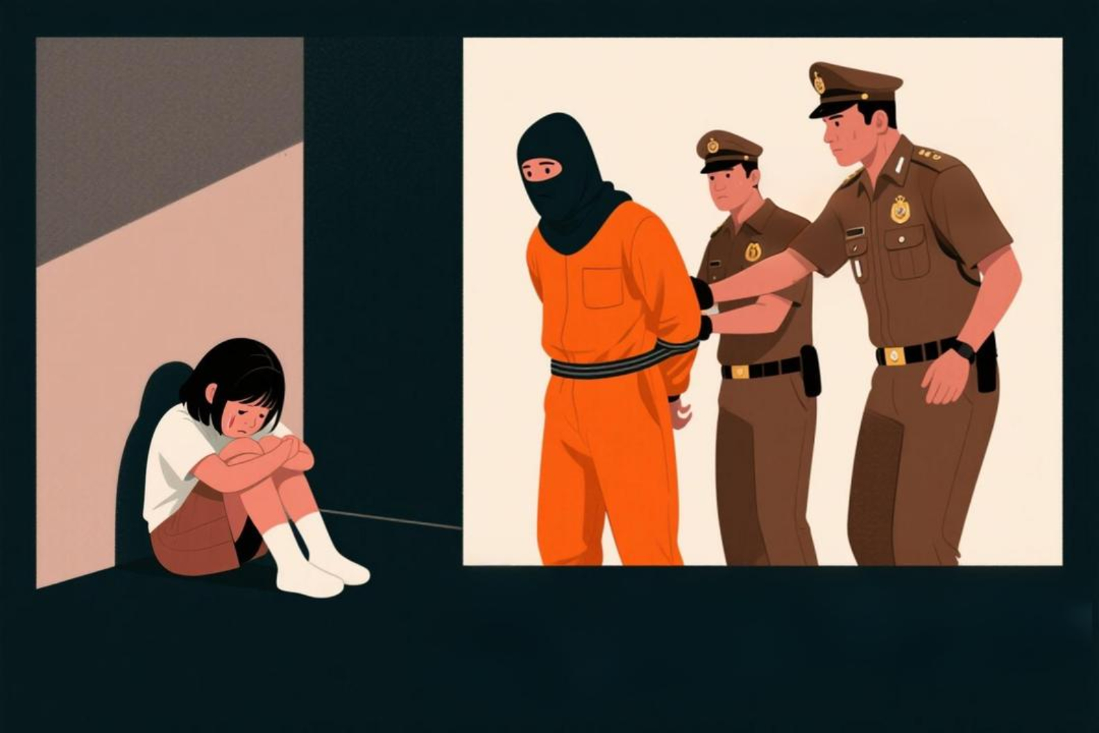 Ilustrasi Polisi menagkap pelaku pencabulan anak.