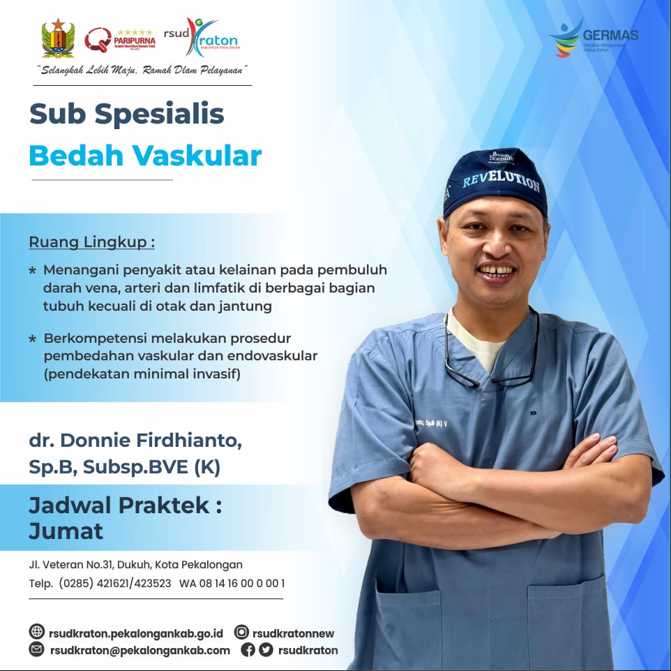 RSUD Kraton Kini Punya Dokter Sub Spesialis Bedah Vaskular.