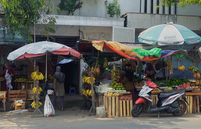 MUSIM MANGGA : Para pedagang di pasar tradisional Kota Pekalongan menjajakan beragam jenis buah mangga mulai yang benar-benar berkualitas tinggi hingga mangga dengan rasa yang hambar.